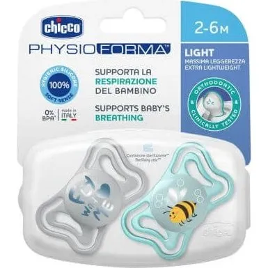 Chicco Succhietto PhysioForma Light Blu, 2-6 mesi, 2 pezzi