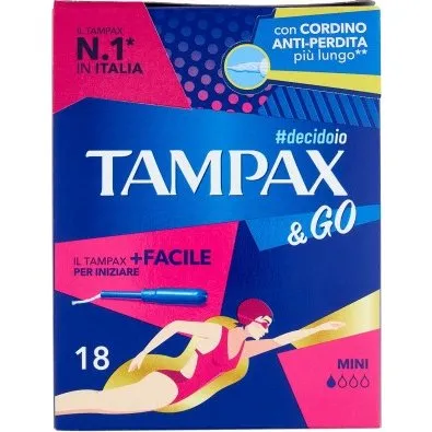 Tampax &Go Mini 18 Assorbenti Interni con Applicatore Flusso Leggero