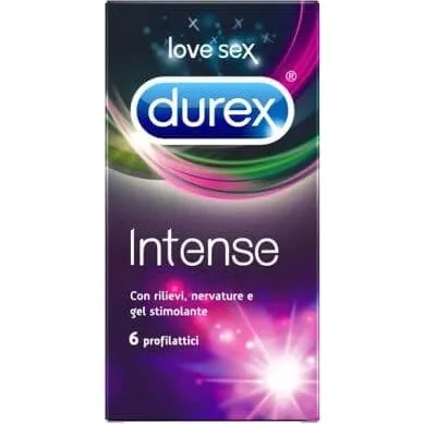 Durex Intense Preservativi con Rilievi e Nervature Stimolanti - 6 pz