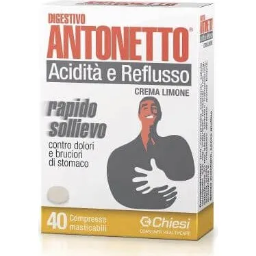Antonetto Digestivo Acidità e Reflusso Crema al Limone 40 Compresse