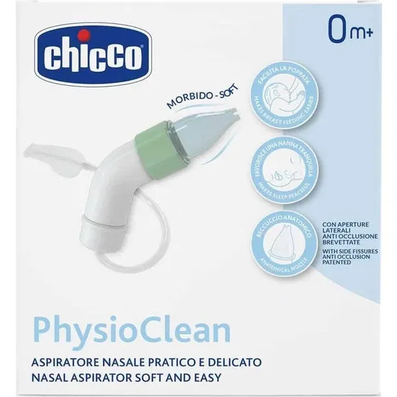Chicco Physioclean Aspiratore Nasale 0M+ con 3 Beccucci