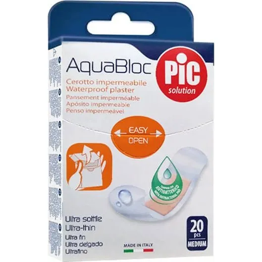 PiC AquaBloc Cerotto Impermeabile con Clorexidina, 20 pz