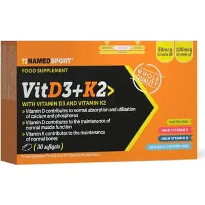 Named Sport Vitamina D3+K2 con Olio di Fegato di Merluzzo, 30 Softgels
