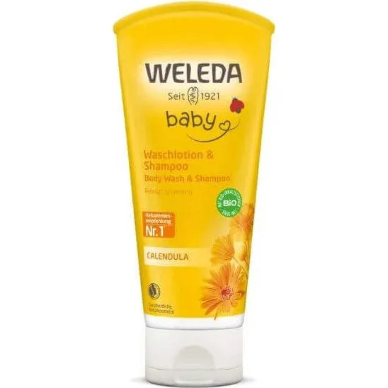 Weleda Lozione detergente e shampoo alla calendula Baby, 200 ml
