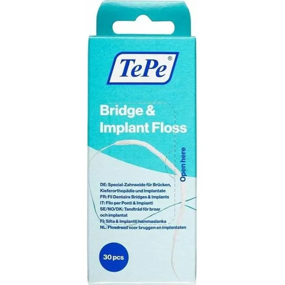 TePe Filo Interdentale per Ponti e Impianti - 30 Pezzi