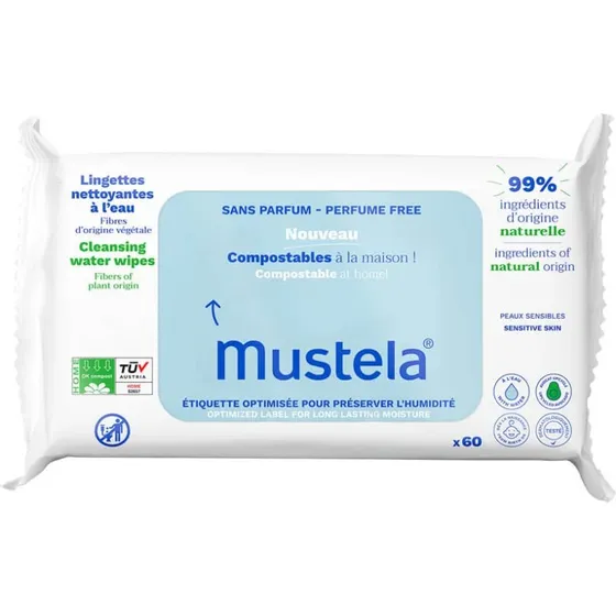 Mustela Salviette Umidificate con Acqua Compostabili, 60 pz