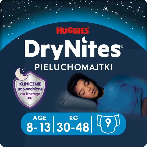 Huggies DryNites Mutandine Assorbenti per Ragazzi 8-13 Anni, 9 Pz