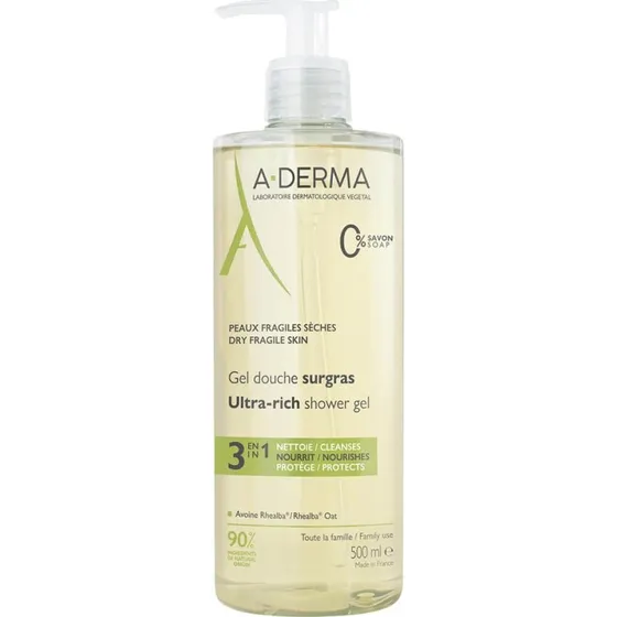 A-Derma Les Indispensables Gel Doccia Surgras 500ml per Pelle Secca