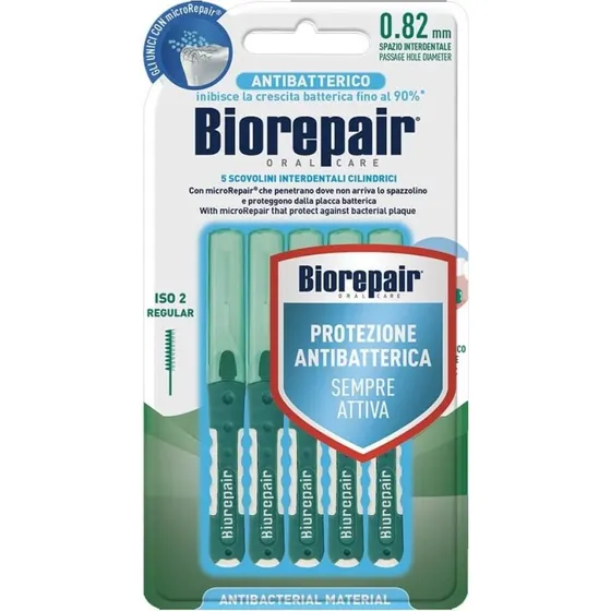 Biorepair Scovolino Interdentale Antibatterico in Gomma Regular, 5 Pezzi