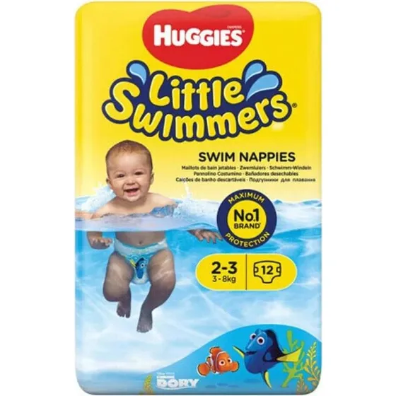 Huggies Little Swimmers Pannolini Costumino Taglia S (3-8 kg), 12 pz