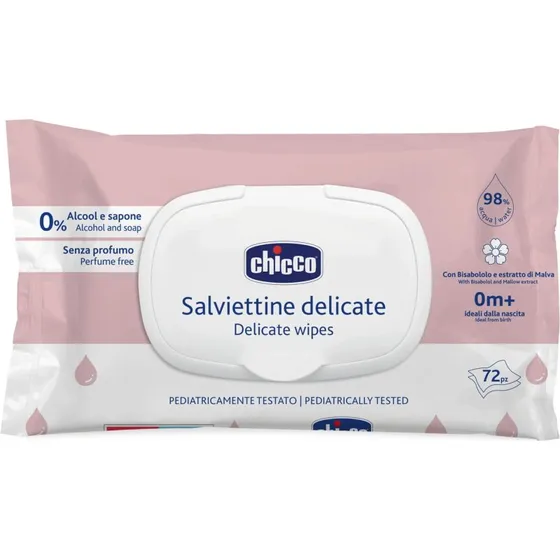 Chicco Salviettine Umidificate Delicate con Estratto di Loto, 72 pz