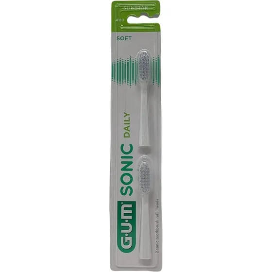 Gum Sonic Daily Testine di Ricambio Bianche per Spazzolino a Batteria, 2 pz