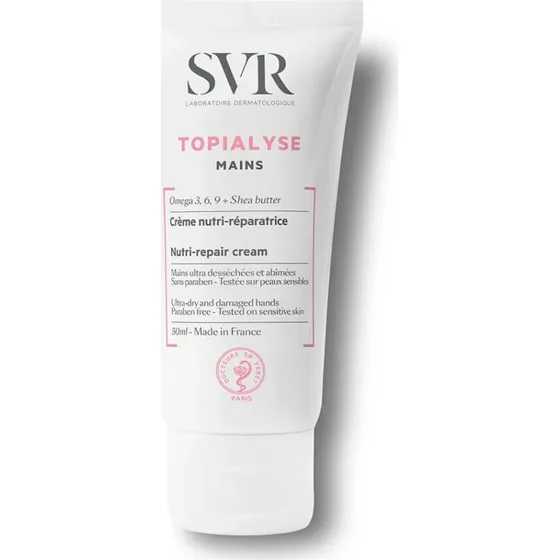 SVR Topialyse Crema Mani Nutriente e Lenitiva per Mani Danneggiate, 50ml