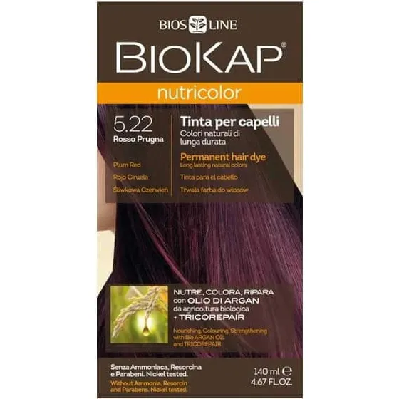 Biokap Nutricolor 5.22 Rosso Prugna - Tinta per Capelli 140 ml