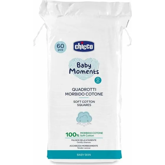 Chicco Baby Moments Quadrotti in Morbido Cotone, 60 pezzi