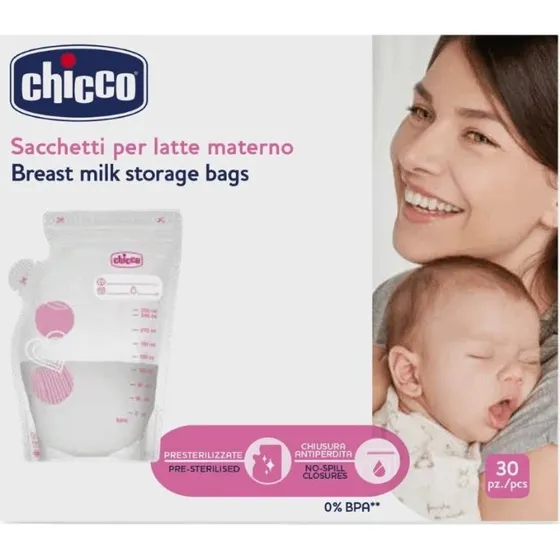 Chicco Sacchetti per la conservazione del latte materno, 30 pezzi