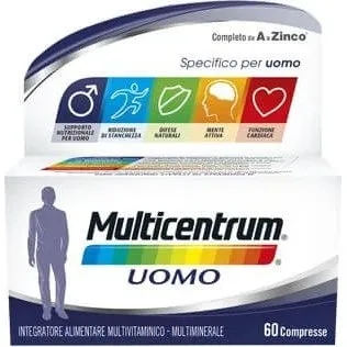 Multicentrum Uomo Integratore Multivitaminico Vitamina B D3 Calcio Magnesio 60 Compresse