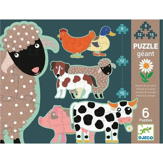 Djeco Puzzle Gigante Animali della Fattoria 36 Pezzi