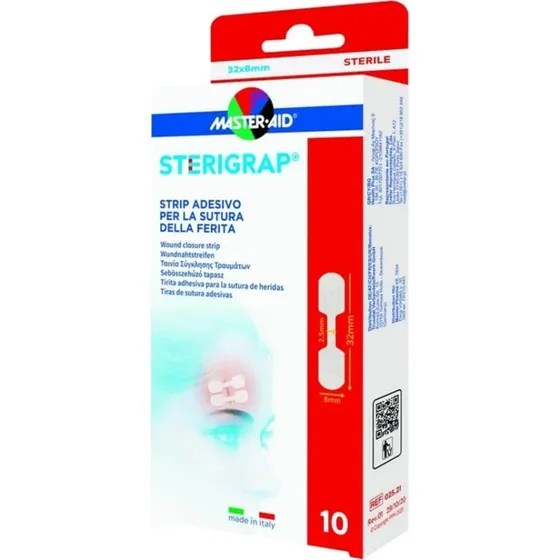 Master-Aid Sterigrap - Strip Adesivo Sutura Ferite 3,2x0,8cm, 10 pezzi