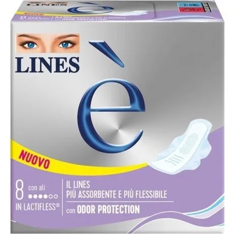 Lines Assorbenti con Ali in Lactifless - Confezione da 8 pezzi