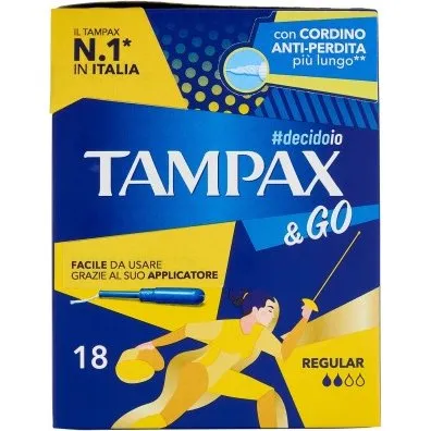 Tampax Assorbenti Interni Regular con Applicatore Plastica 18 Pezzi
