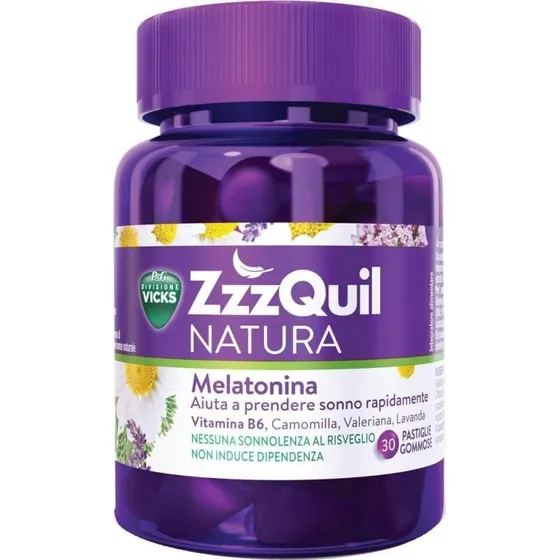 ZzzQuil Natura Melatonina Pastiglie Gommose Frutti di Bosco 30 pz