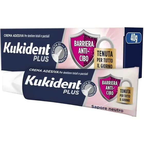Kukident Plus Crema Adesiva Barriera Anti-cibo Sapore Neutro 57 ml