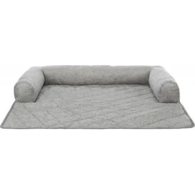 Trixie Divano Nero con Coperta Grigio Chiaro 90x90 cm