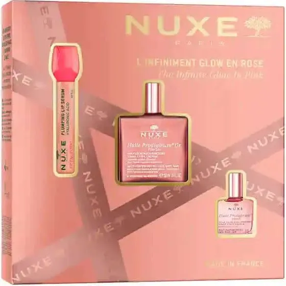 Nuxe Cofanetto Glow Huile Prodigieuse Or Florale con Siero Labbra