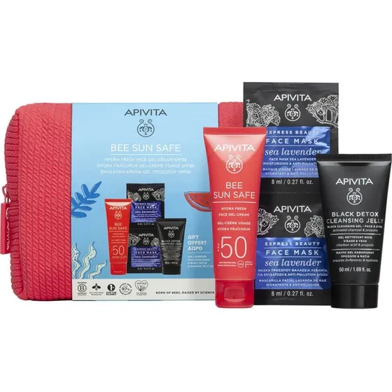 Apivita Set Solare Hydra Fresh SPF50 con Maschera e Black Detox