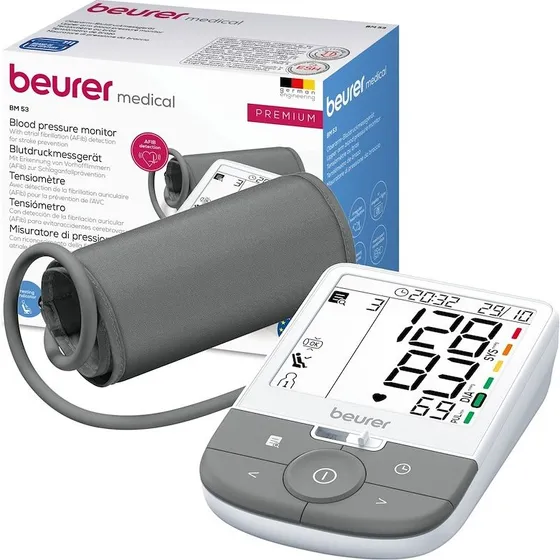 Beurer BM 53 Misuratore pressione da braccio Bianco/Grigio