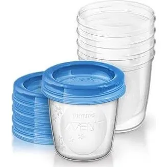 Philips Avent Vasetti per Latte Materno con Coperchio 180 ml, 5 Pezzi