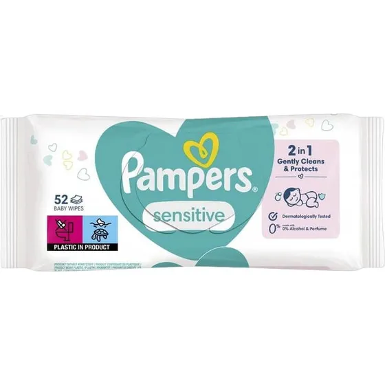 Pampers Sensitive Salviette Umidificate per Bambini, 52 pezzi