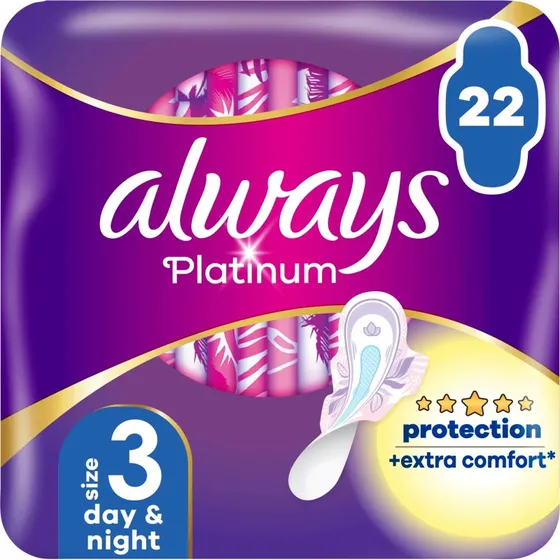 Always Platinum Assorbenti con Ali Taglia 3 Giorno e Notte, 22 pz