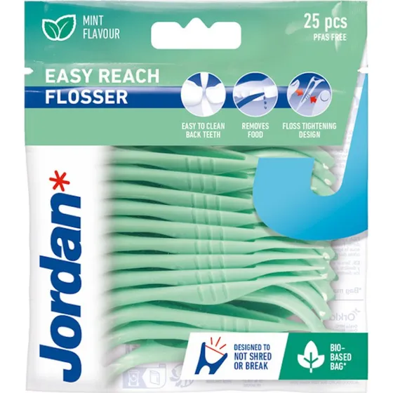 Jordan Easy Reach Flosser - Filo Interdentale e Stuzzicadenti, 25 pz