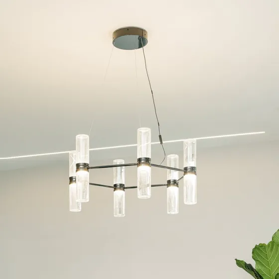 Artemide Zephyr Exagonal Lampada LED a sospensione nera, Ø 77 cm