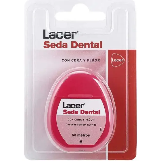 Filo interdentale Lacer con cera, fluoro e triclosan, 50 m