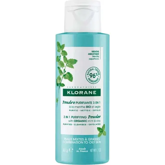 Klorane Polvere Purificante 3 in 1 Menta BIO e Argilla 50g