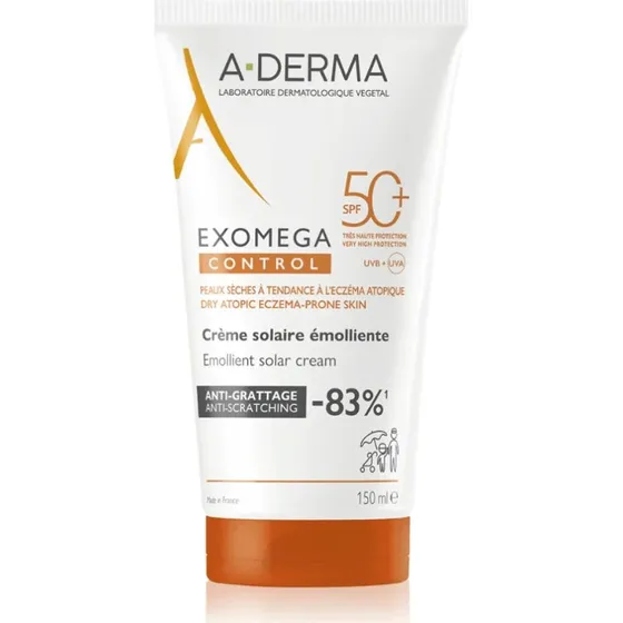 A-Derma Exomega Control Crema Solare SPF50+ per Pelli Secche, 150ml