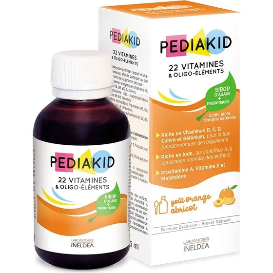 Pediakid Sciroppo 22 Vitamine e Oligoelementi Arancia e Albicocca