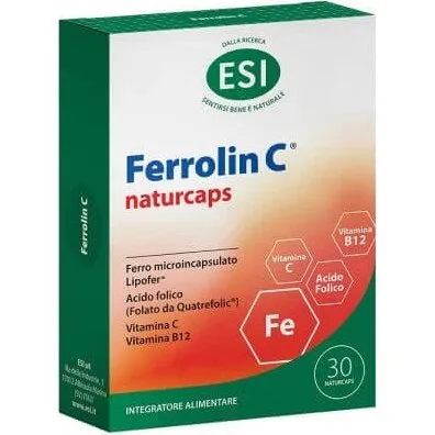 Esi Ferrolin C Naturcaps - Integratore Ferro, Vit. C, B12 e Folati