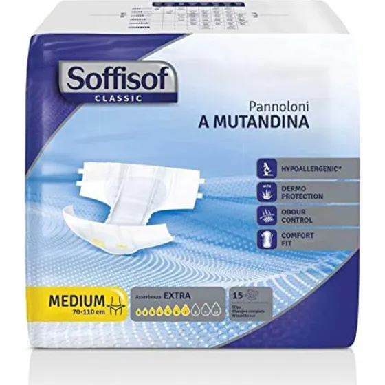 Soffisof Classic Pannoloni con Adesivi Extra - 15 Pezzi