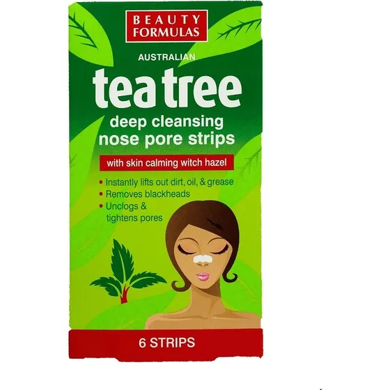 Beauty Formulas Strisce per il Naso al Tea Tree, 6 pezzi