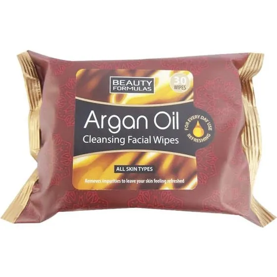 Beauty Formulas Salviettine Detergenti con Olio di Argan, 30 pz
