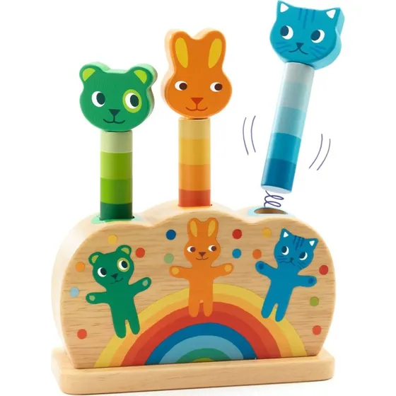 Djeco Popop Pidoo - Gioco Pop-Up con Gatto, Coniglio e Orsetto