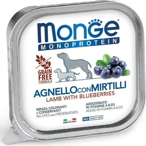 Monge Monoprotein Agnello e Mirtilli Cani Adulti - Paté 150g