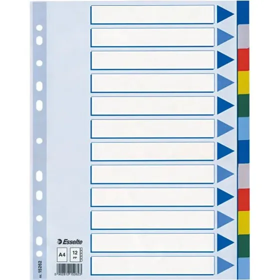 Esselte Intercalare PPL 12 Tasti Colorati A4