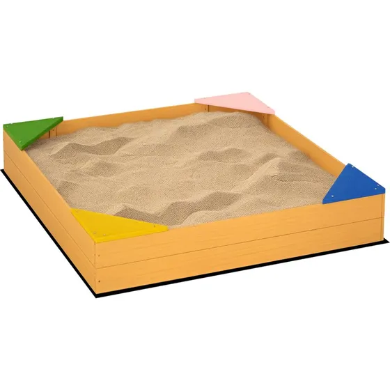 Outsunny Sabbiera Bambini 4 Posti Legno Abete 109x109x19,8 cm
