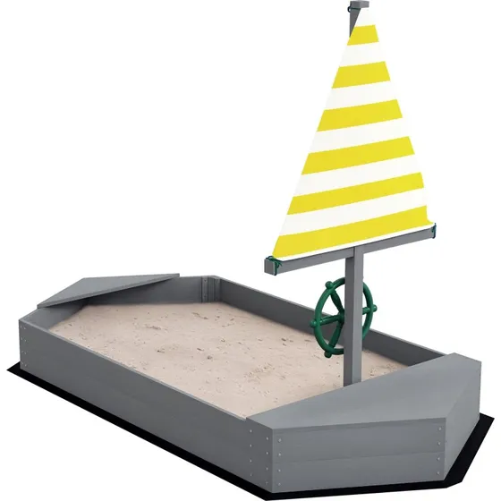 Outsunny Sabbiera per Bambini a Forma di Barca, 190x90x138 cm