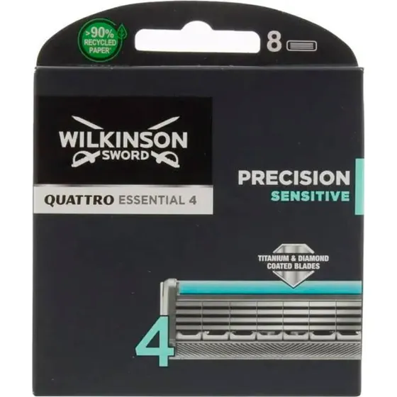 Wilkinson Sword Quattro Titanium Sensitive - 8 Testine di Ricambio